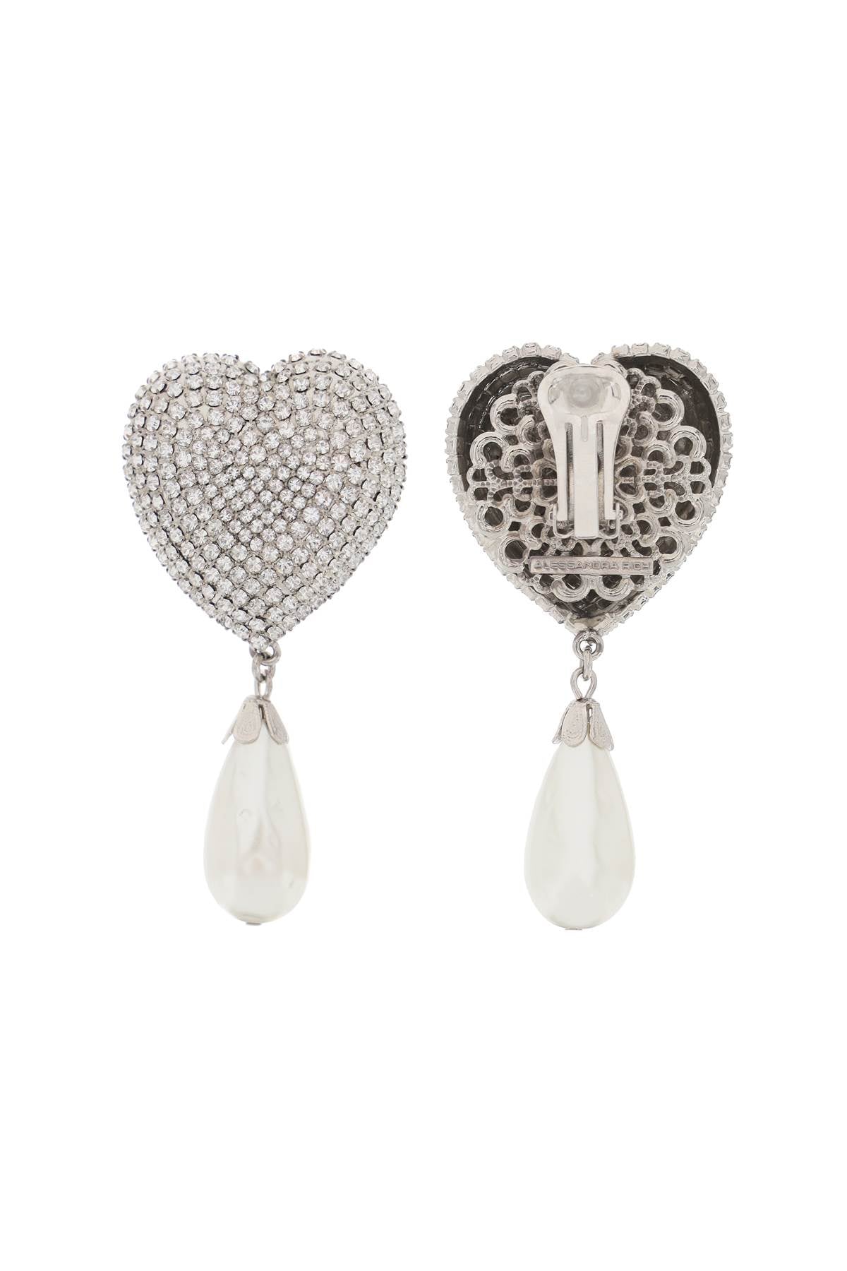 Alessandra Rich heart crystal earrings with pearls image 2