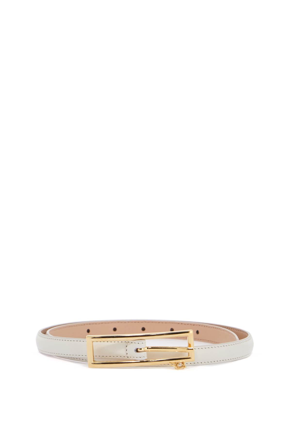 Alessandra Rich slim white leather belt with logo charm 1.5cm image 0