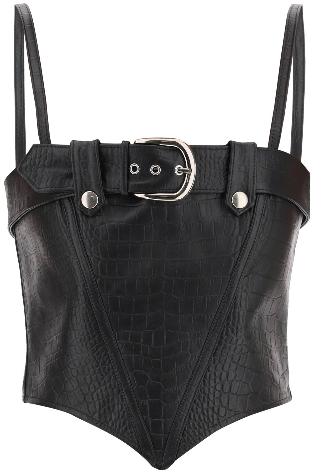 Alessandra Rich croco-print leather bustier top image 0