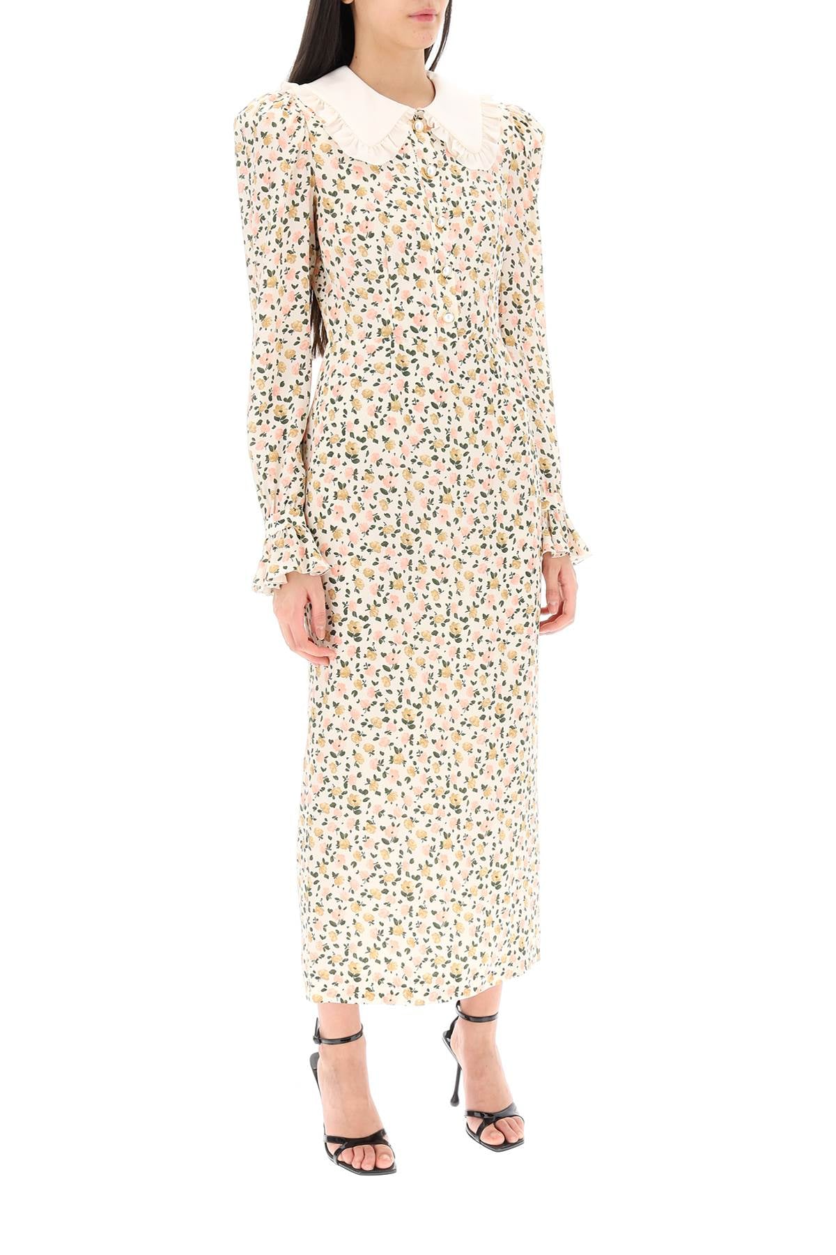 Alessandra Rich Floral Silk Crepe Shirt Dress image 1