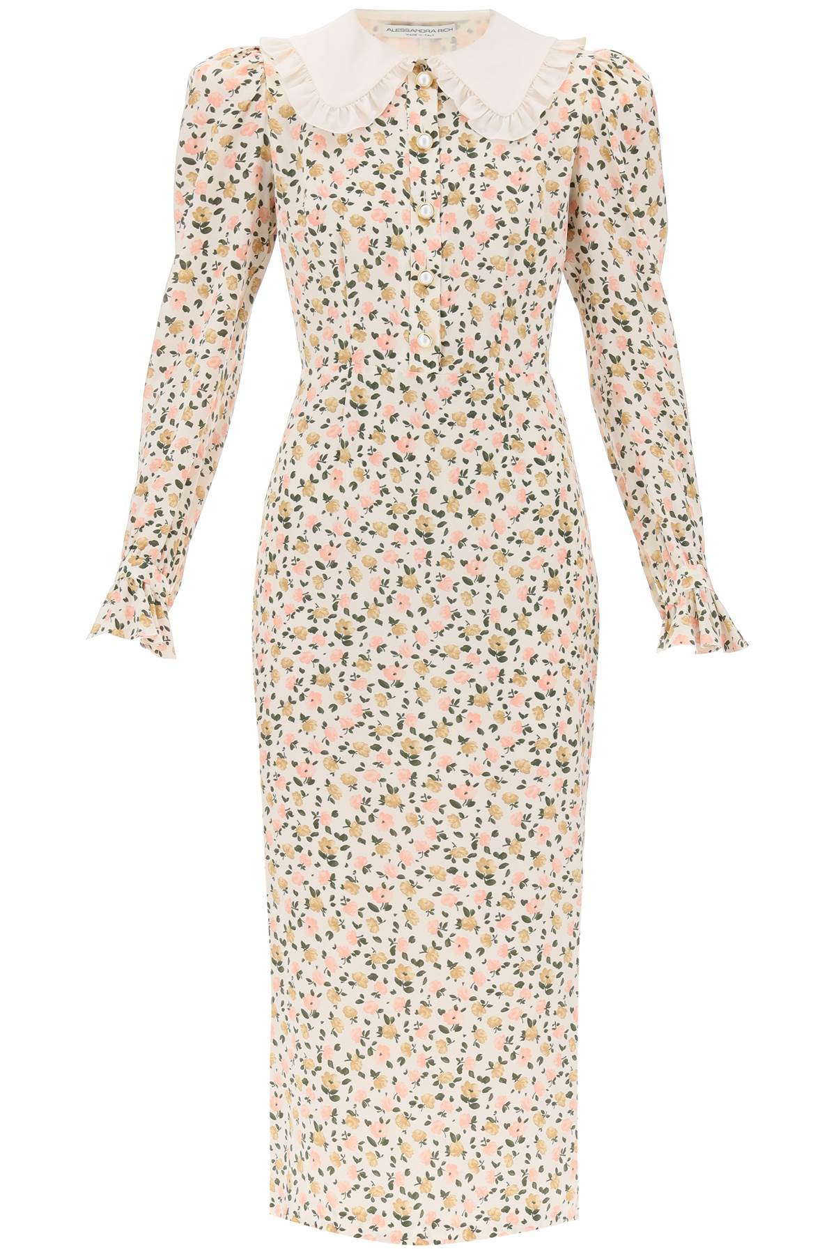 Alessandra Rich Floral Silk Crepe Shirt Dress image 0