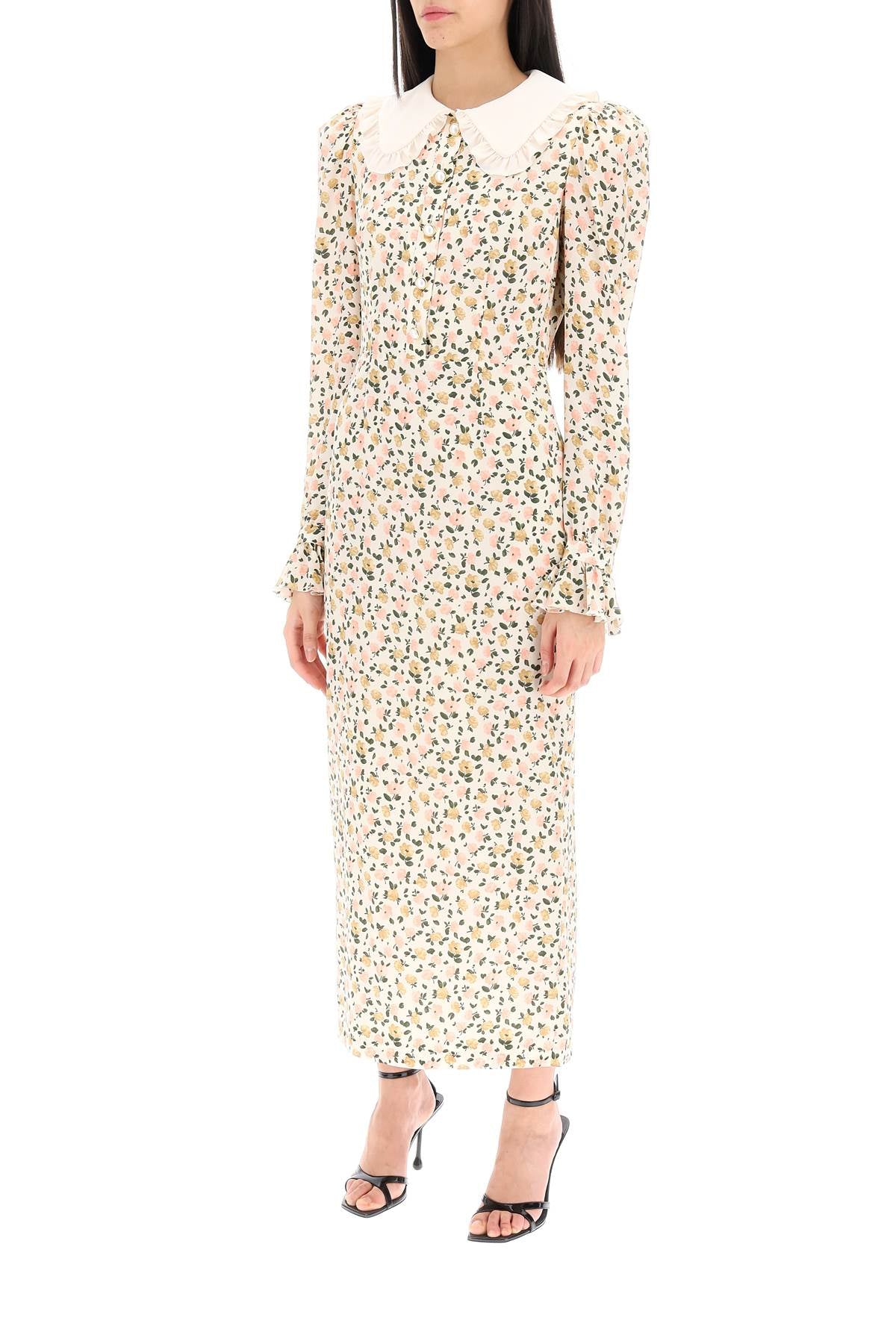 Alessandra Rich Floral Silk Crepe Shirt Dress image 3