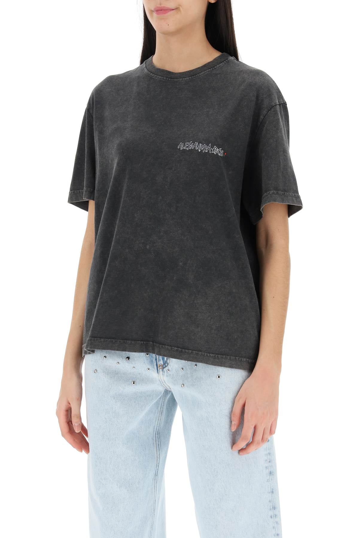 Alessandra Rich oversized t-shirt with print and rhinestones image 3