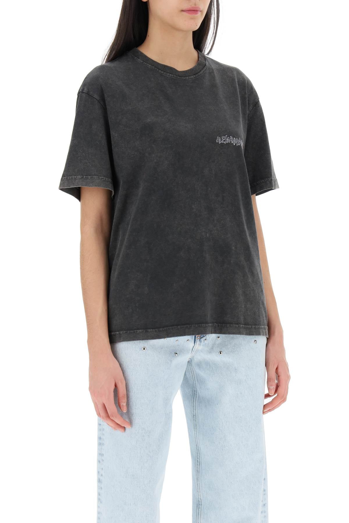 Alessandra Rich oversized t-shirt with print and rhinestones image 1