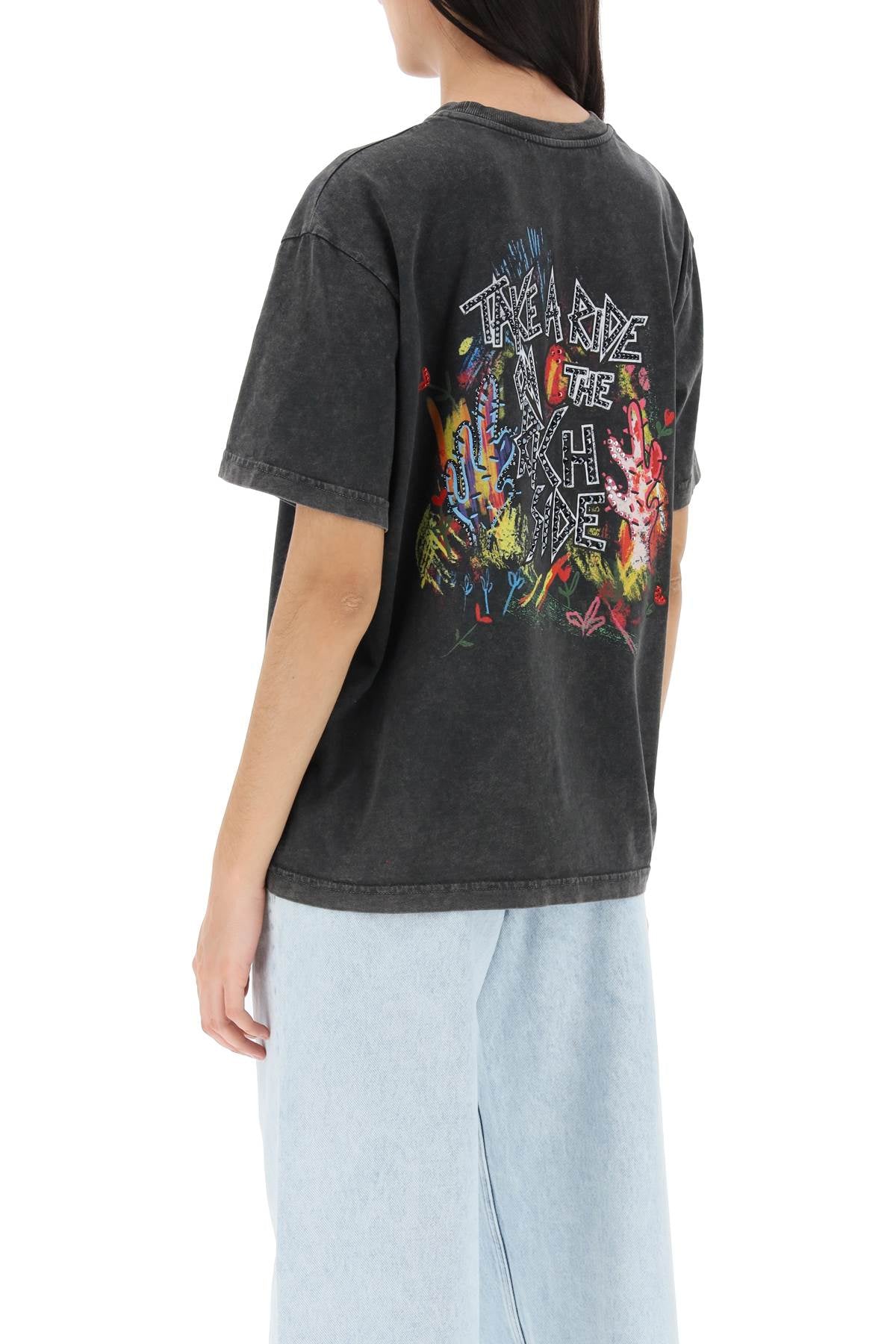 Alessandra Rich oversized t-shirt with print and rhinestones image 2