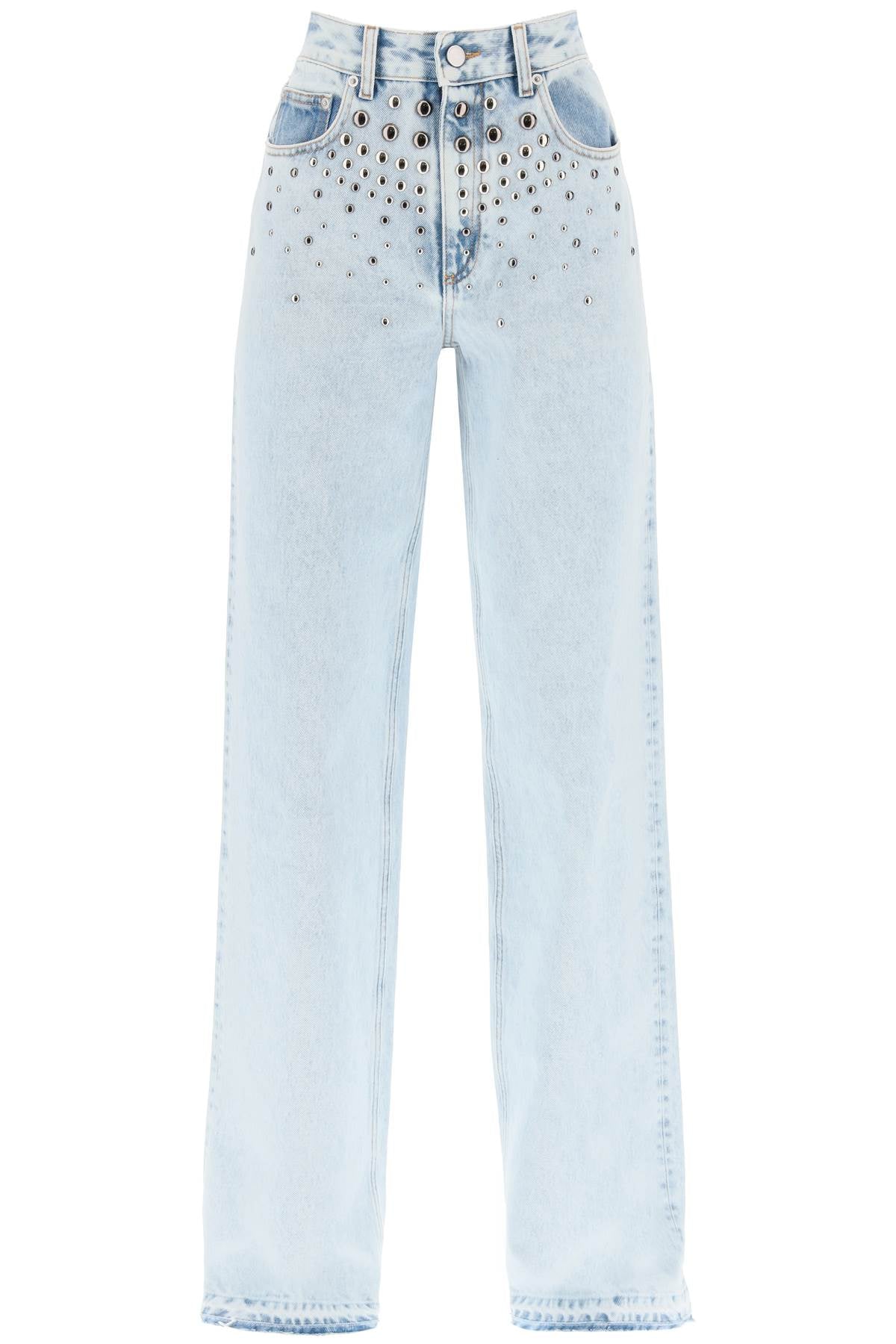 Alessandra Rich Stone-Washed Denim Jeans with Studs image 0