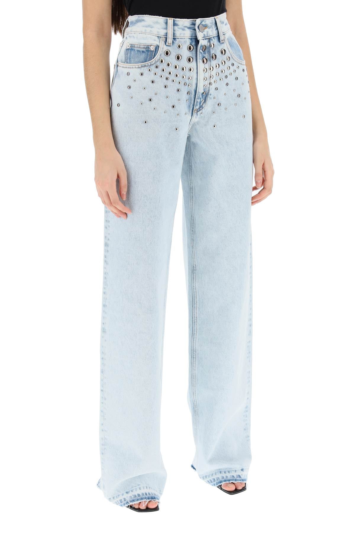 Alessandra Rich Stone-Washed Denim Jeans with Studs image 1