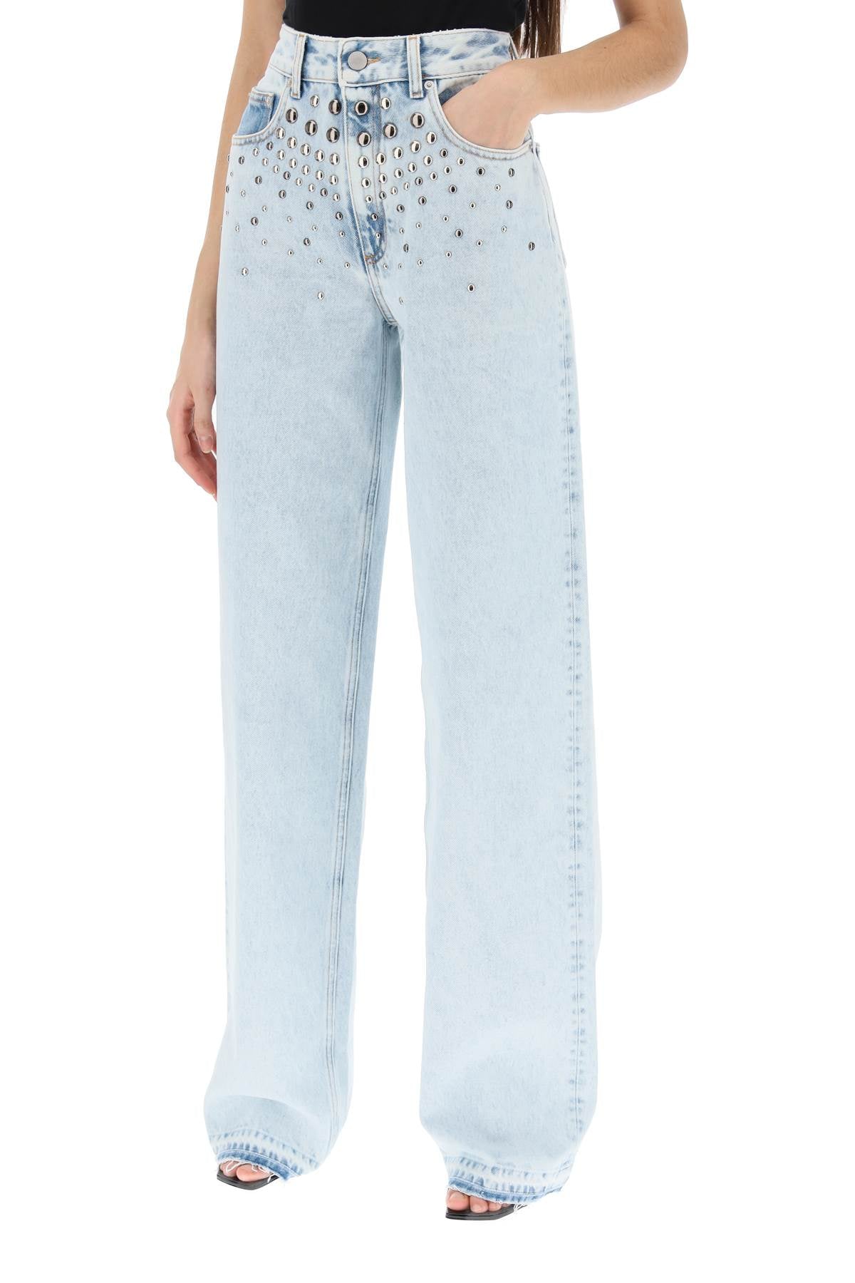 Alessandra Rich Stone-Washed Denim Jeans with Studs image 3