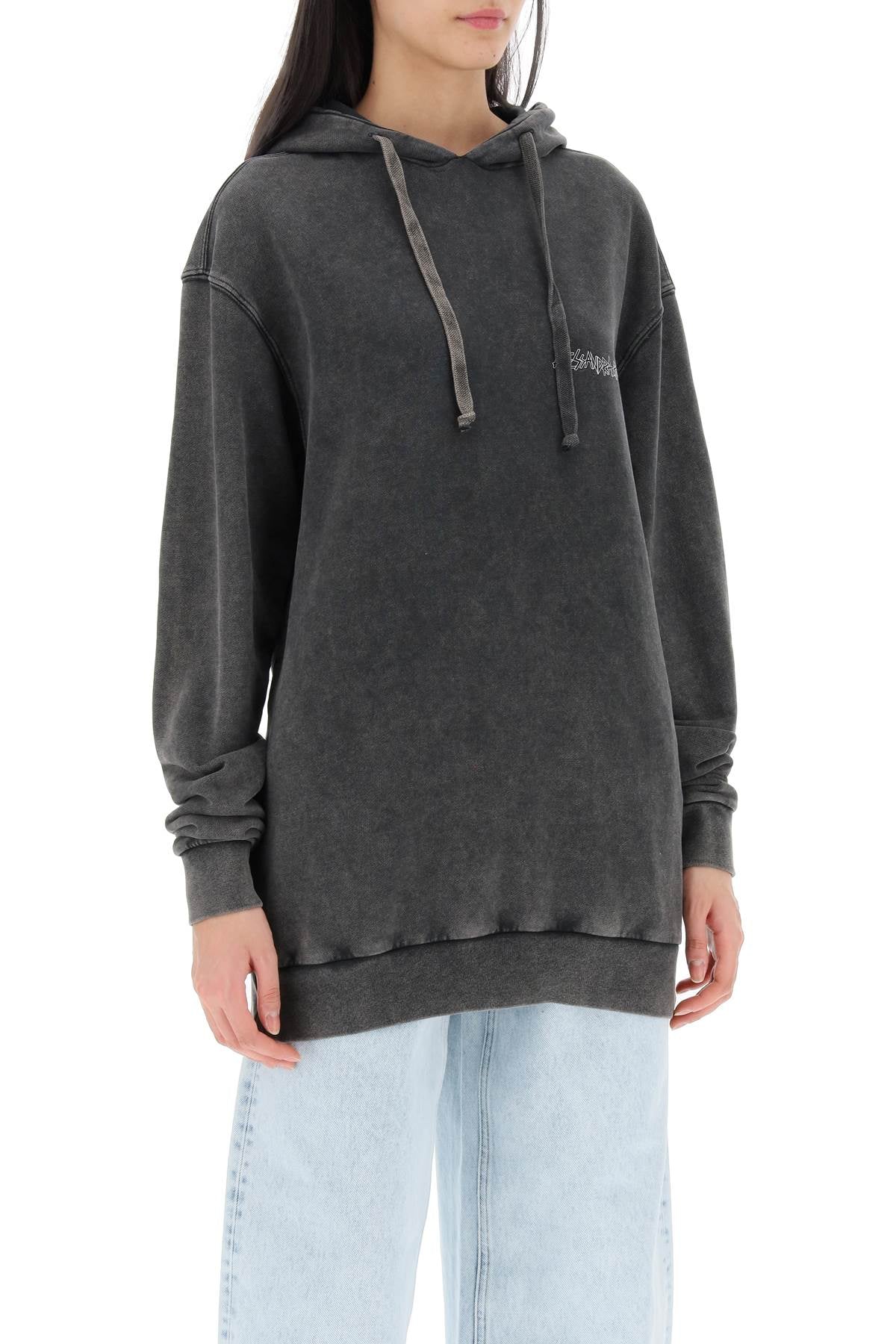 Alessandra Rich oversized hoodie with print and rhinestones image 1