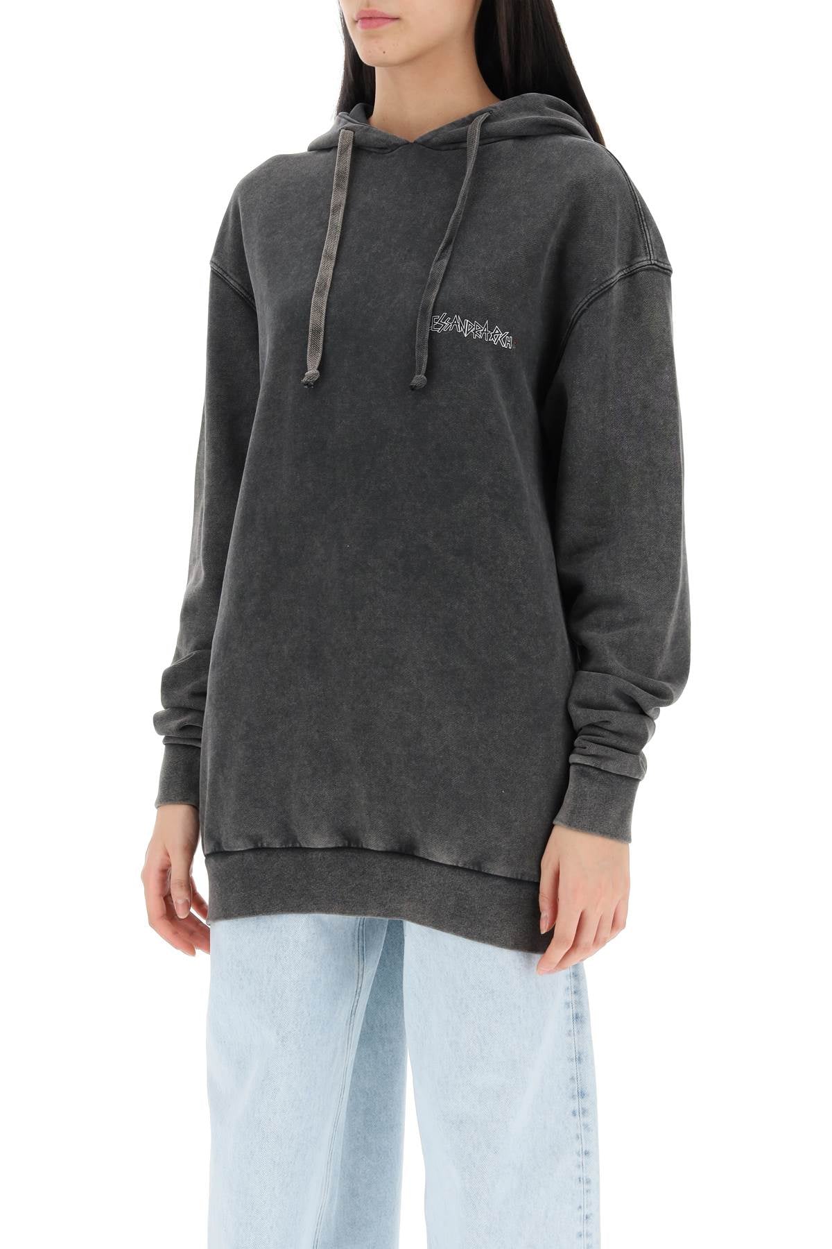 Alessandra Rich oversized hoodie with print and rhinestones image 3