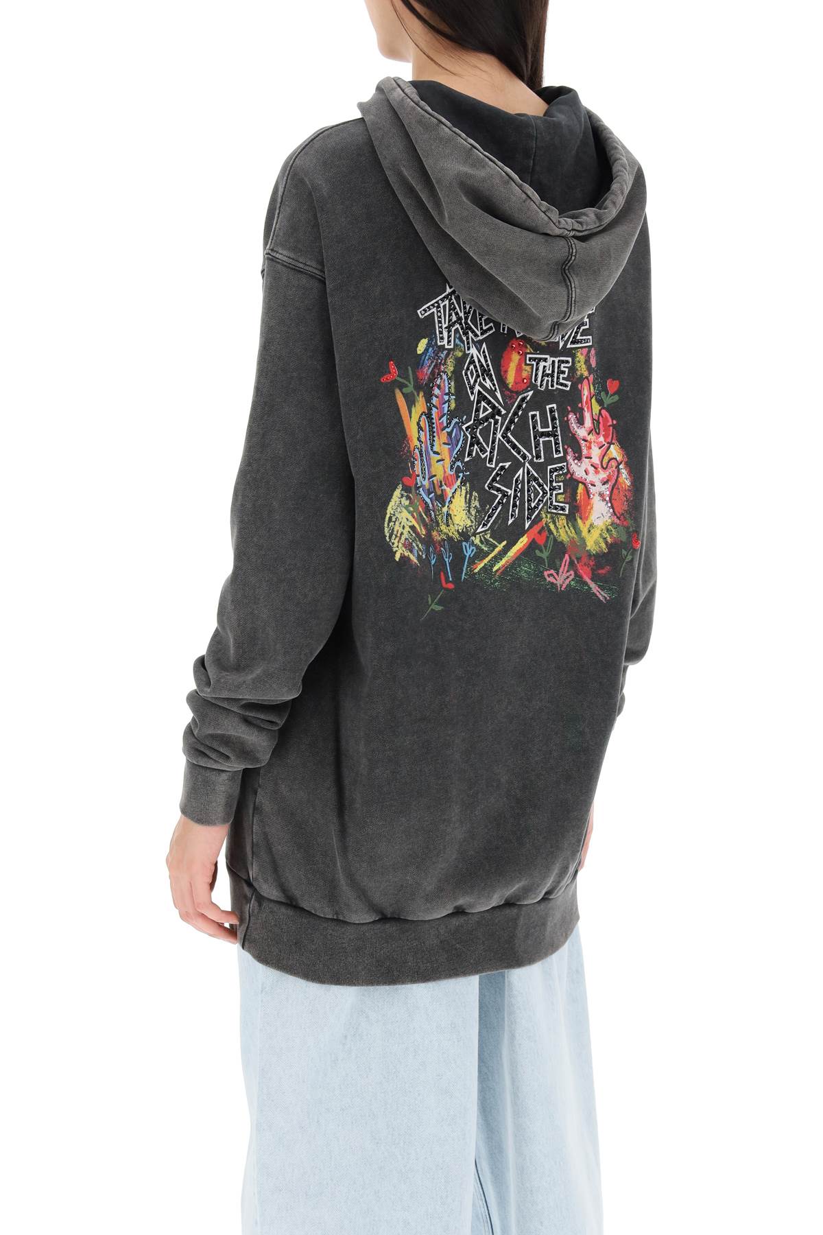 Alessandra Rich oversized hoodie with print and rhinestones image 2