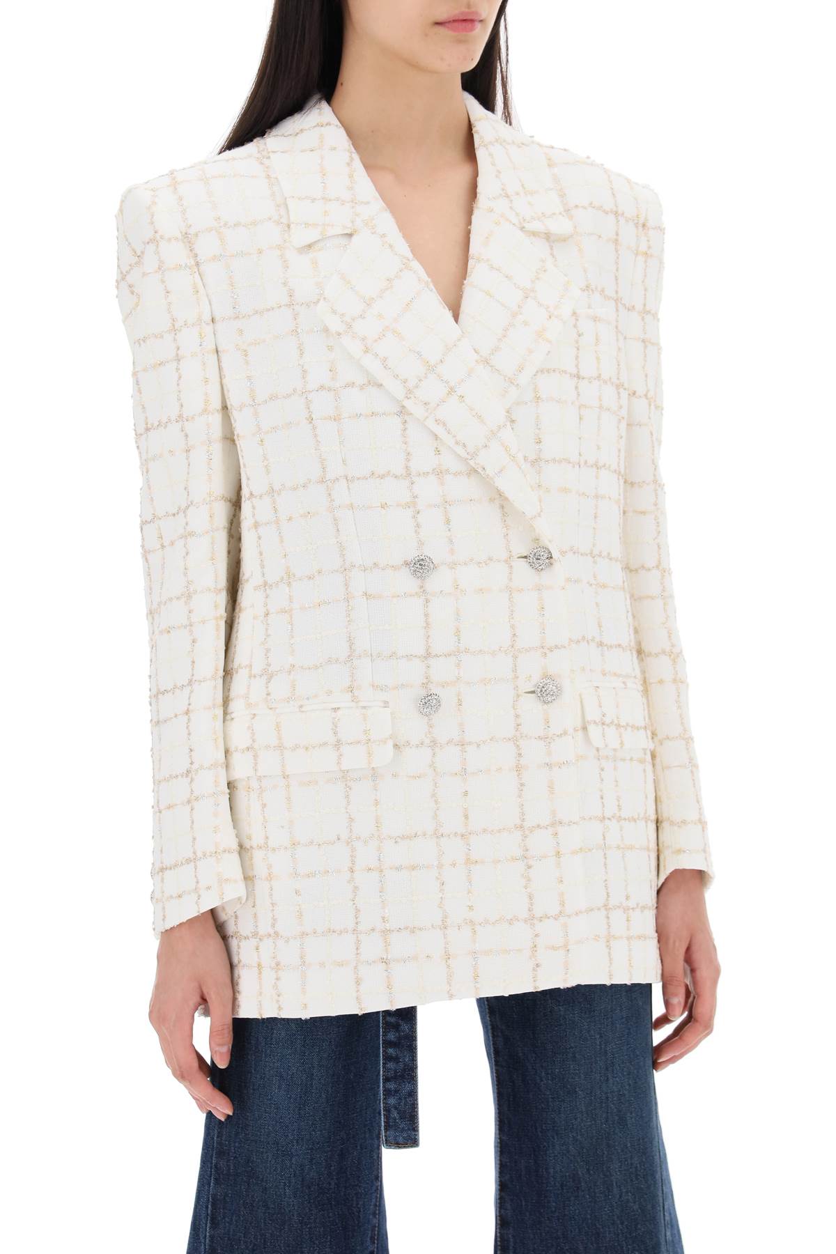 Alessandra Rich oversized tweed jacket with plaid pattern image 1