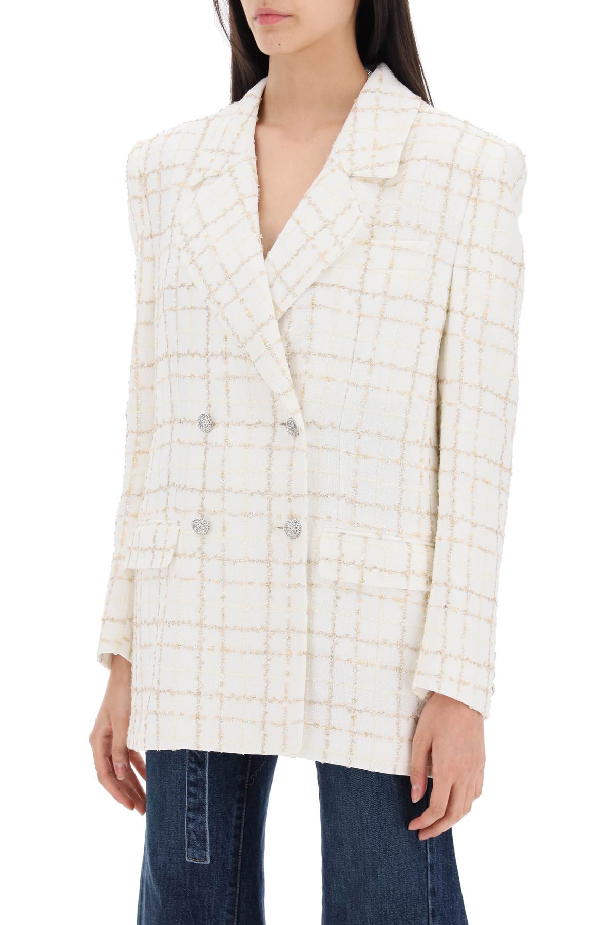 Alessandra Rich oversized tweed jacket with plaid pattern image 3