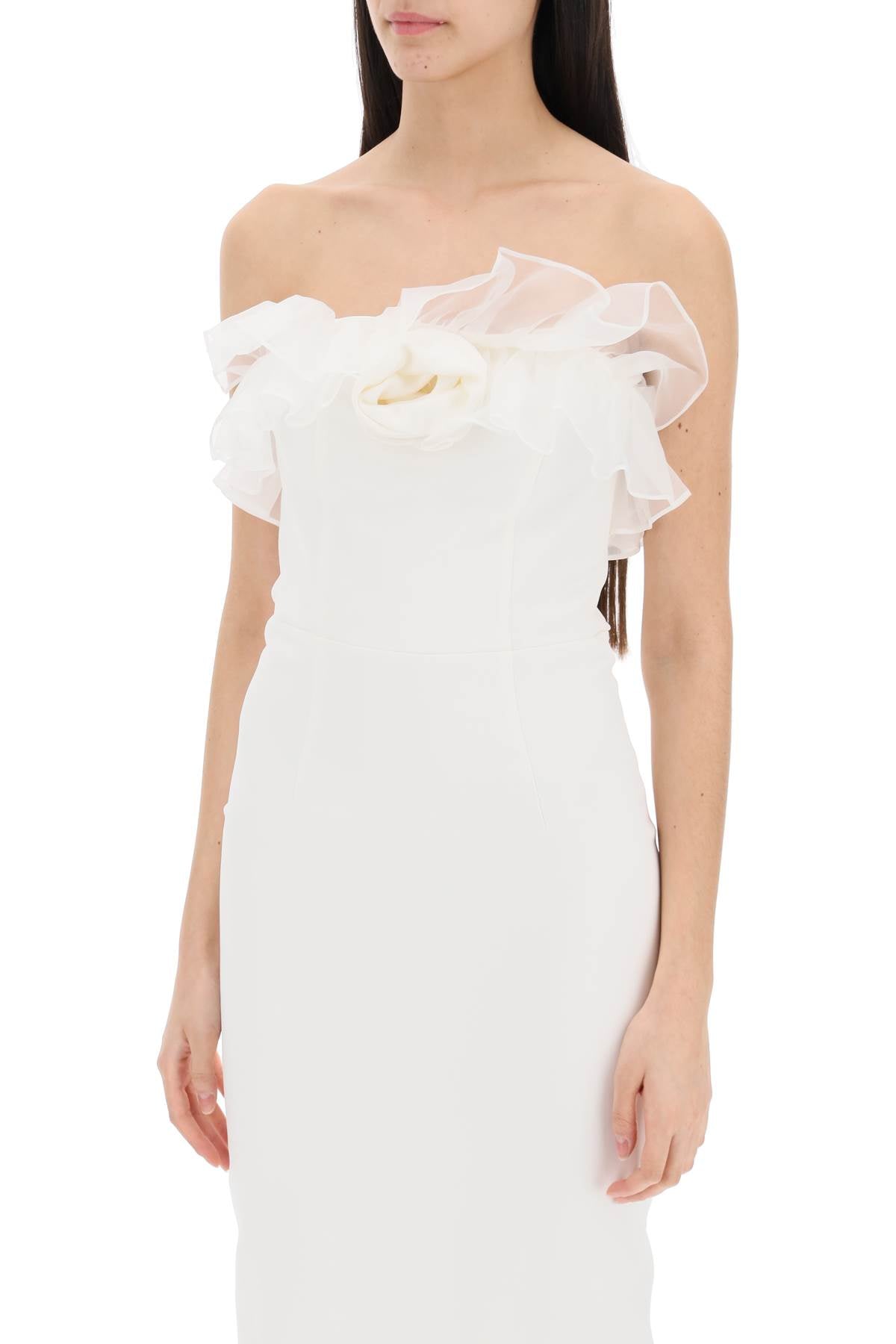 Alessandra Rich Strapless Maxi Dress with Organza Flower image 3