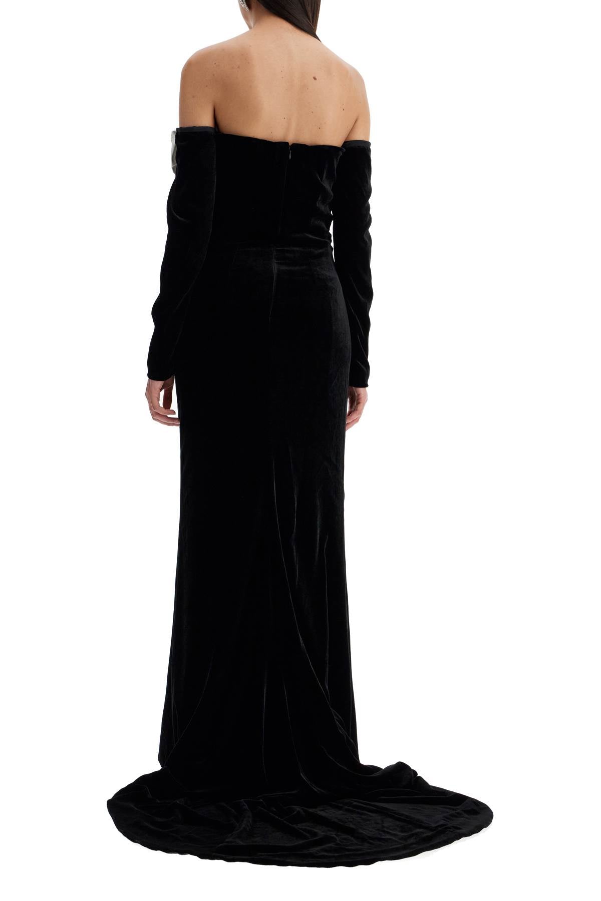 Alessandra Rich maxi velvet dress with duchesse bows image 2