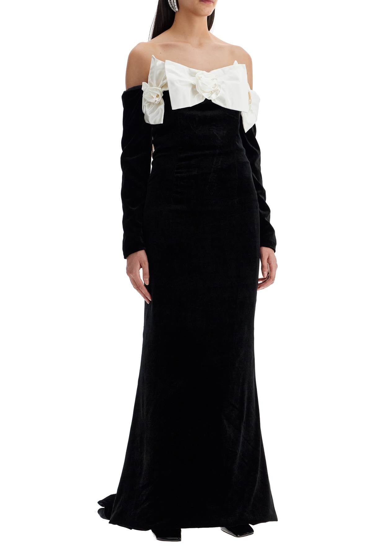 Alessandra Rich maxi velvet dress with duchesse bows image 1