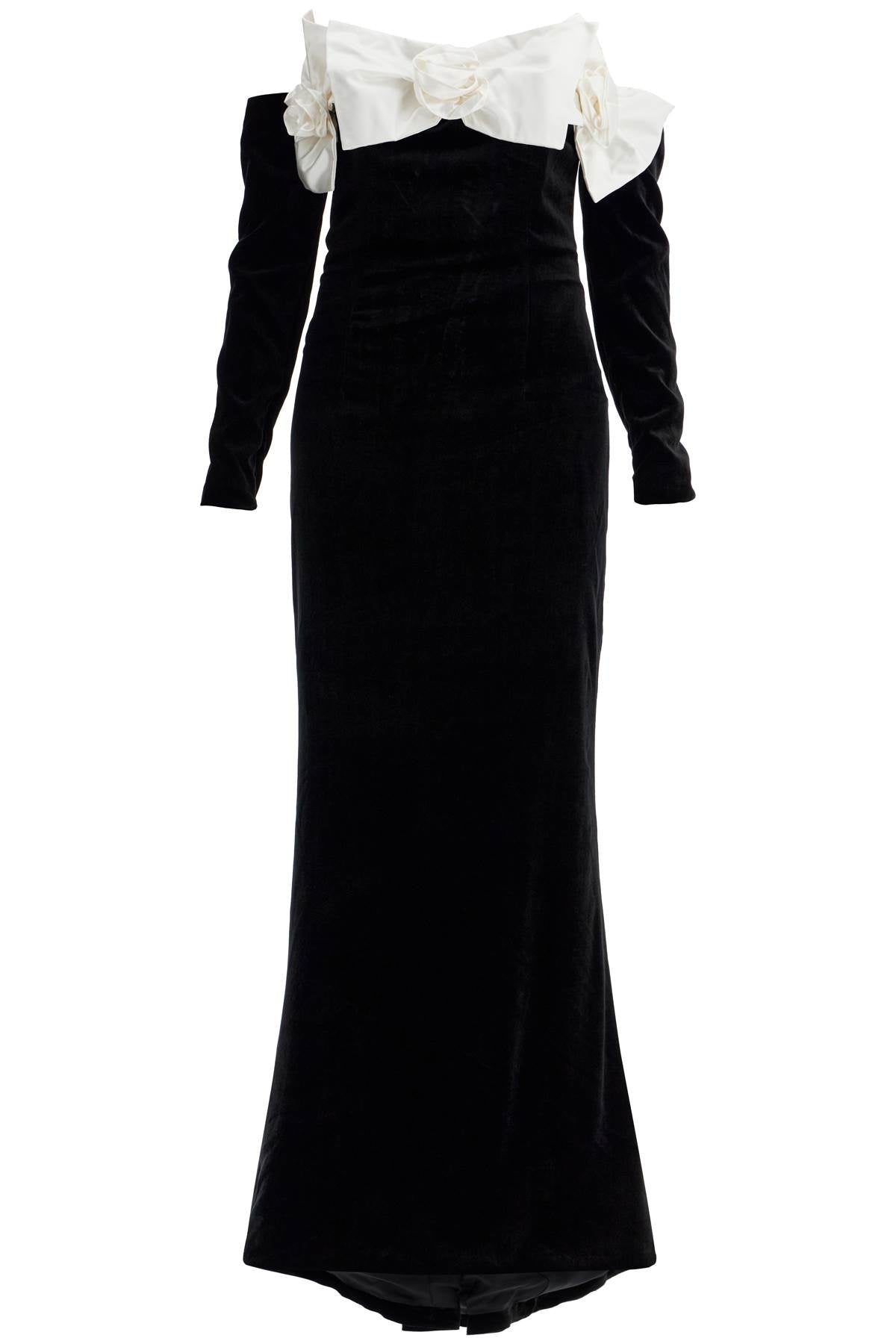 Alessandra Rich maxi velvet dress with duchesse bows image 0