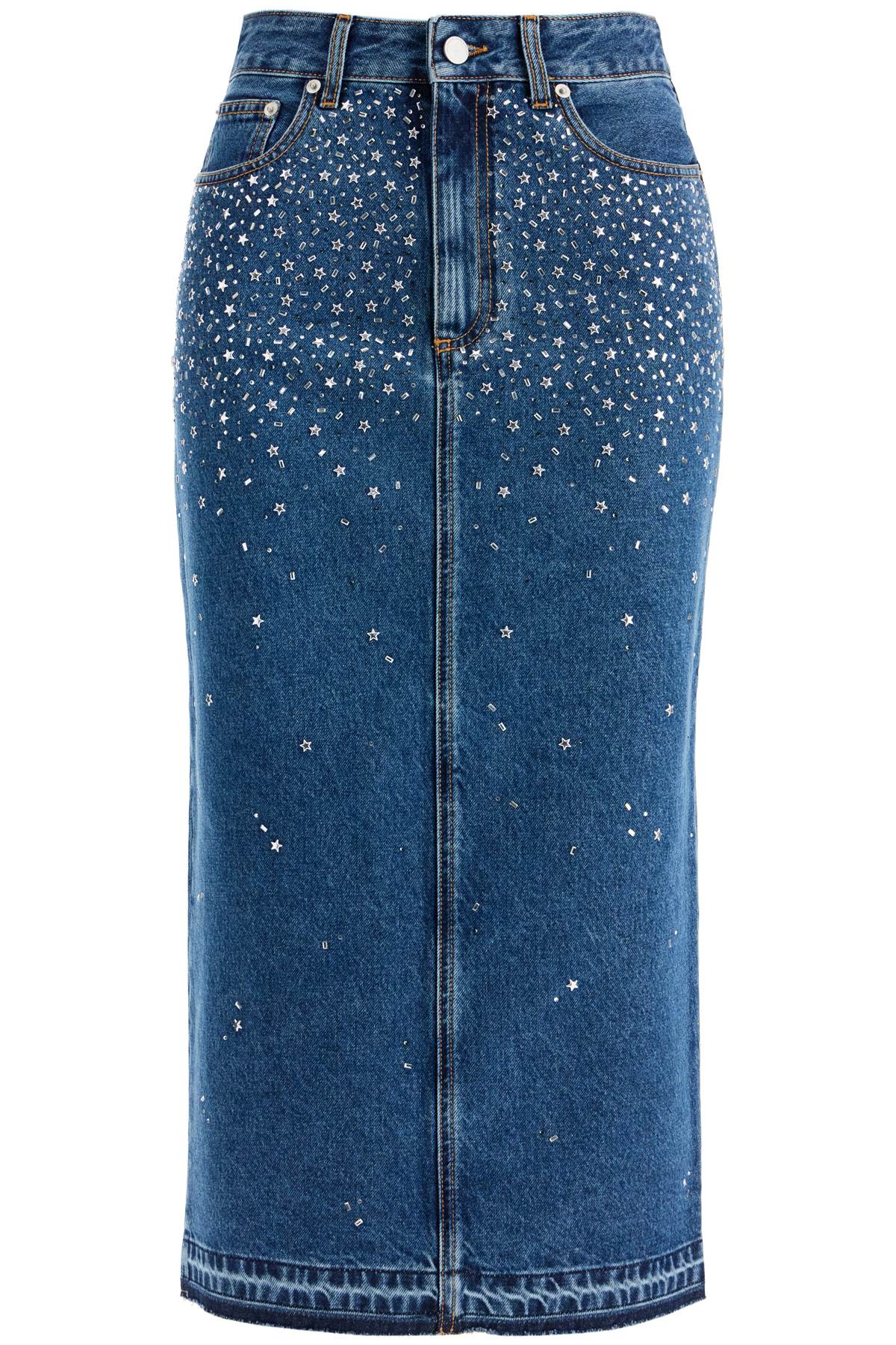 Alessandra Rich "denim midi skirt with rhin image 0