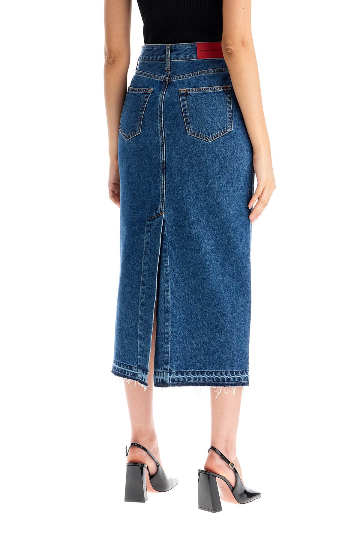 Alessandra Rich "denim midi skirt with rhin image 2