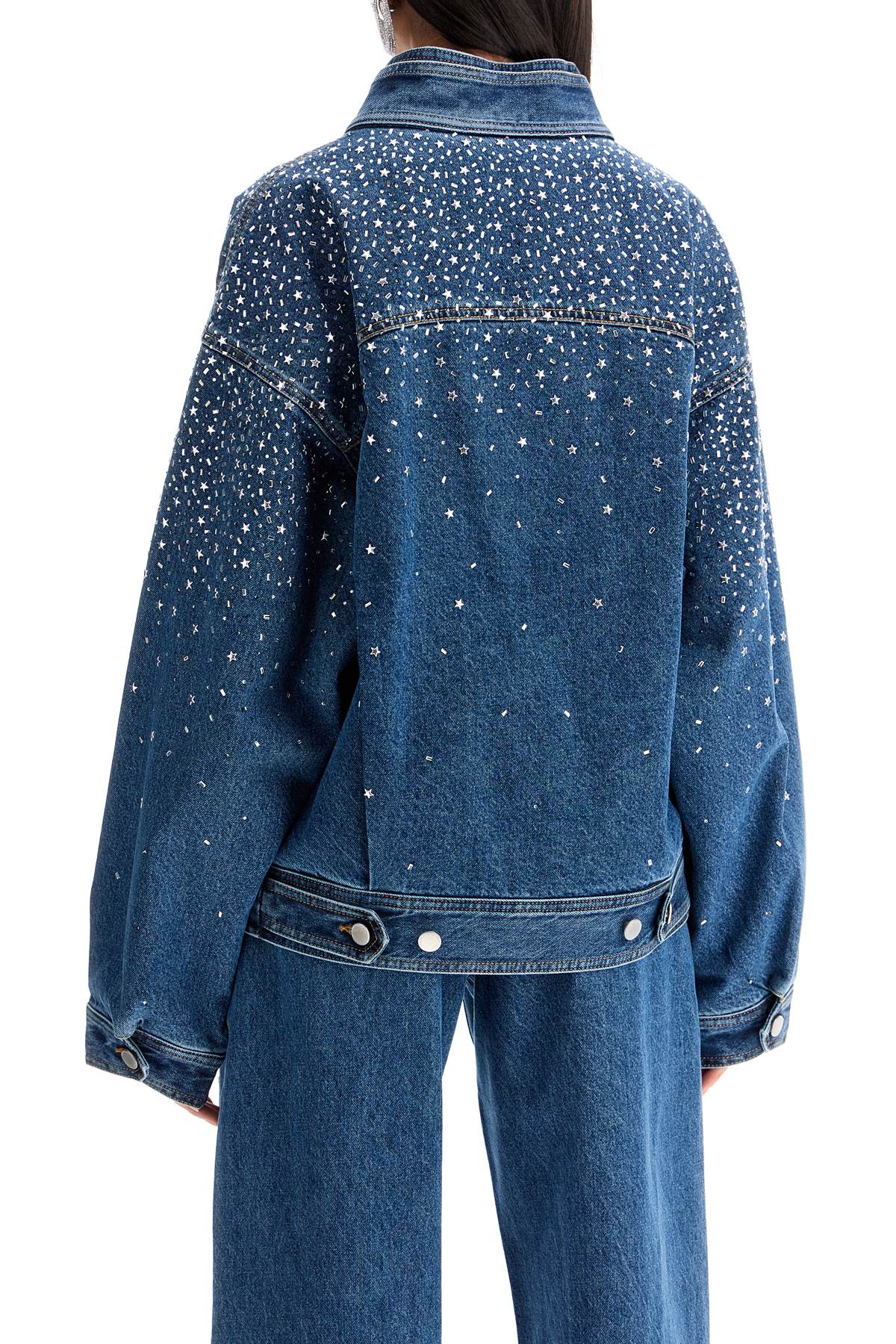 Alessandra Rich Denim Bomber Jacket with Rhinestones image 2