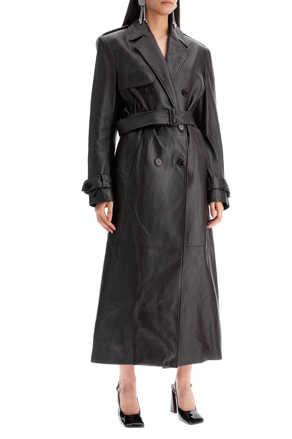 Alessandra Rich Double-Breasted Nappa Leather Trench Coat image 1