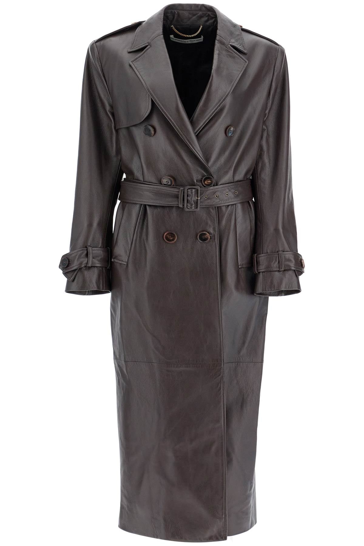 Alessandra Rich Double-Breasted Nappa Leather Trench Coat image 0