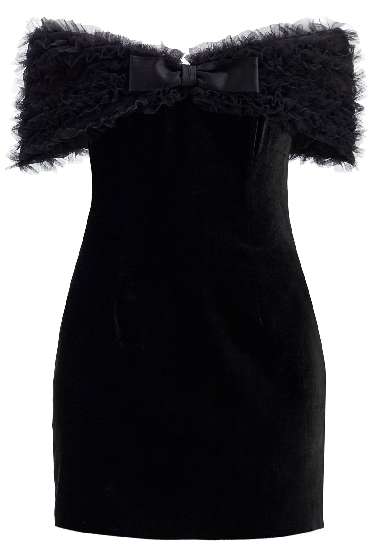 Alessandra Rich velvet off-shoulder mini dress image 0