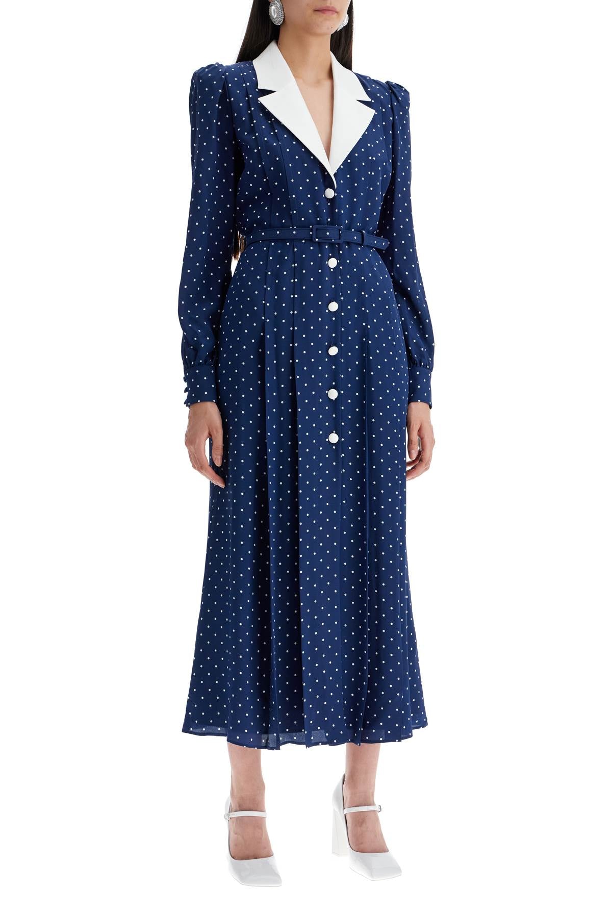 Alessandra Rich midi dress with mikado collar in image 1