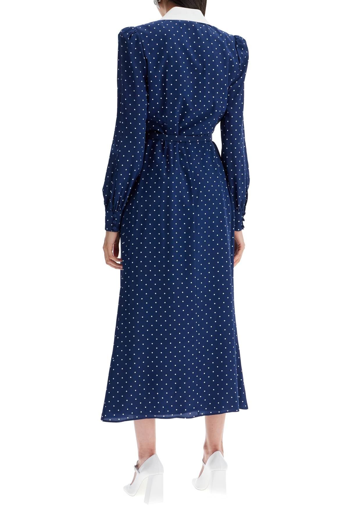 Alessandra Rich midi dress with mikado collar in image 2