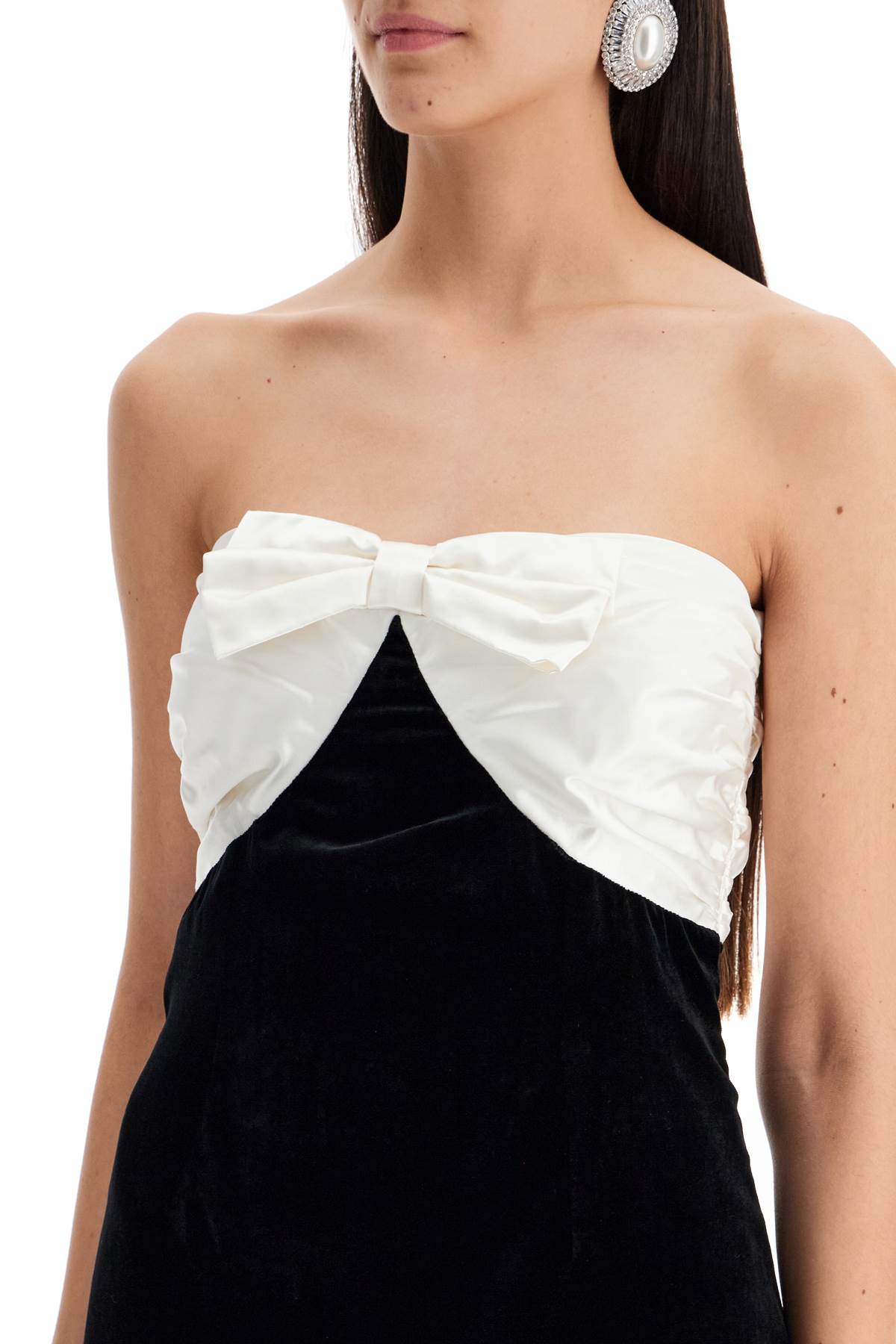 Alessandra Rich Strapless Velvet Mini Dress with Bow Accent image 3