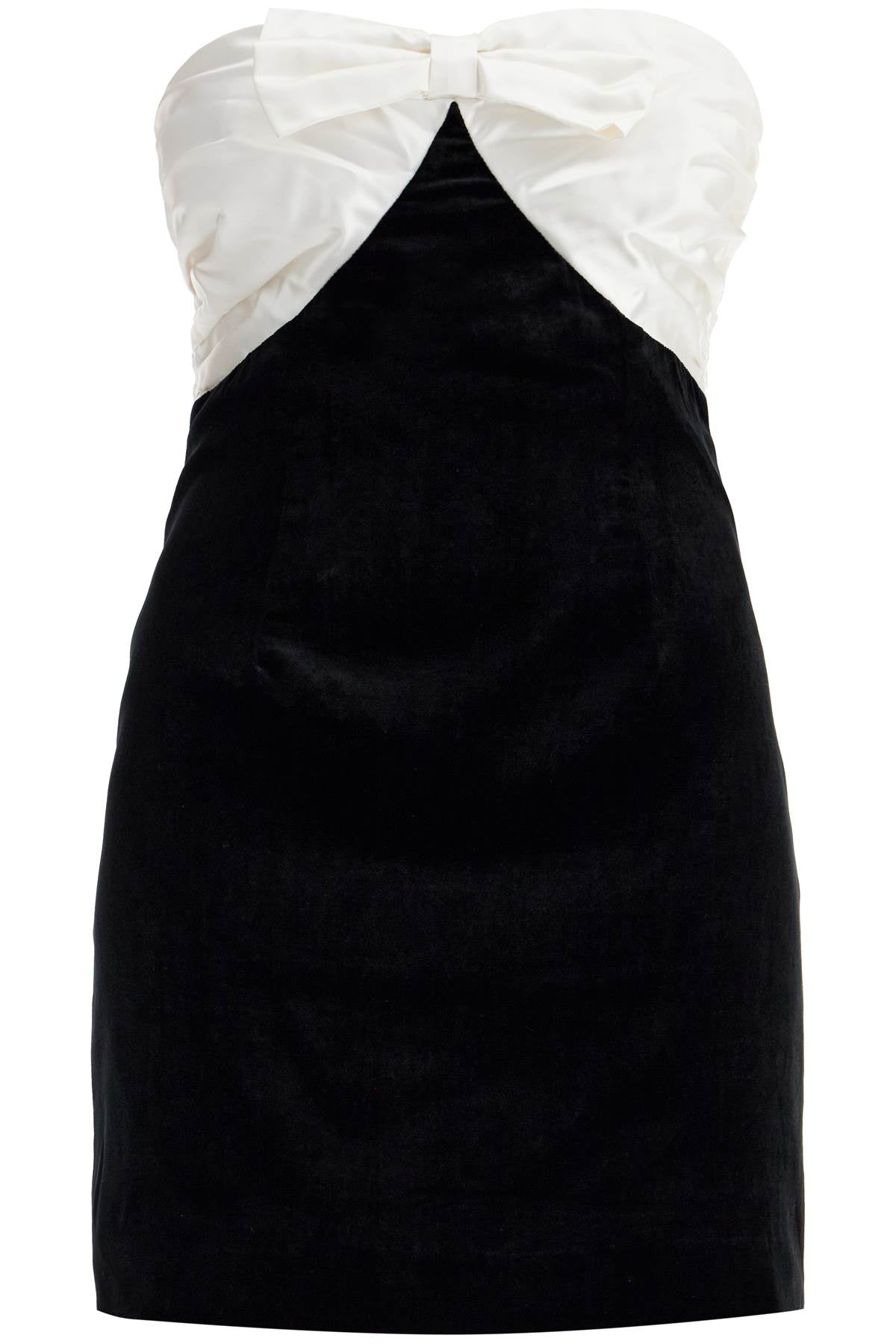 Alessandra Rich Strapless Velvet Mini Dress with Bow Accent image 0