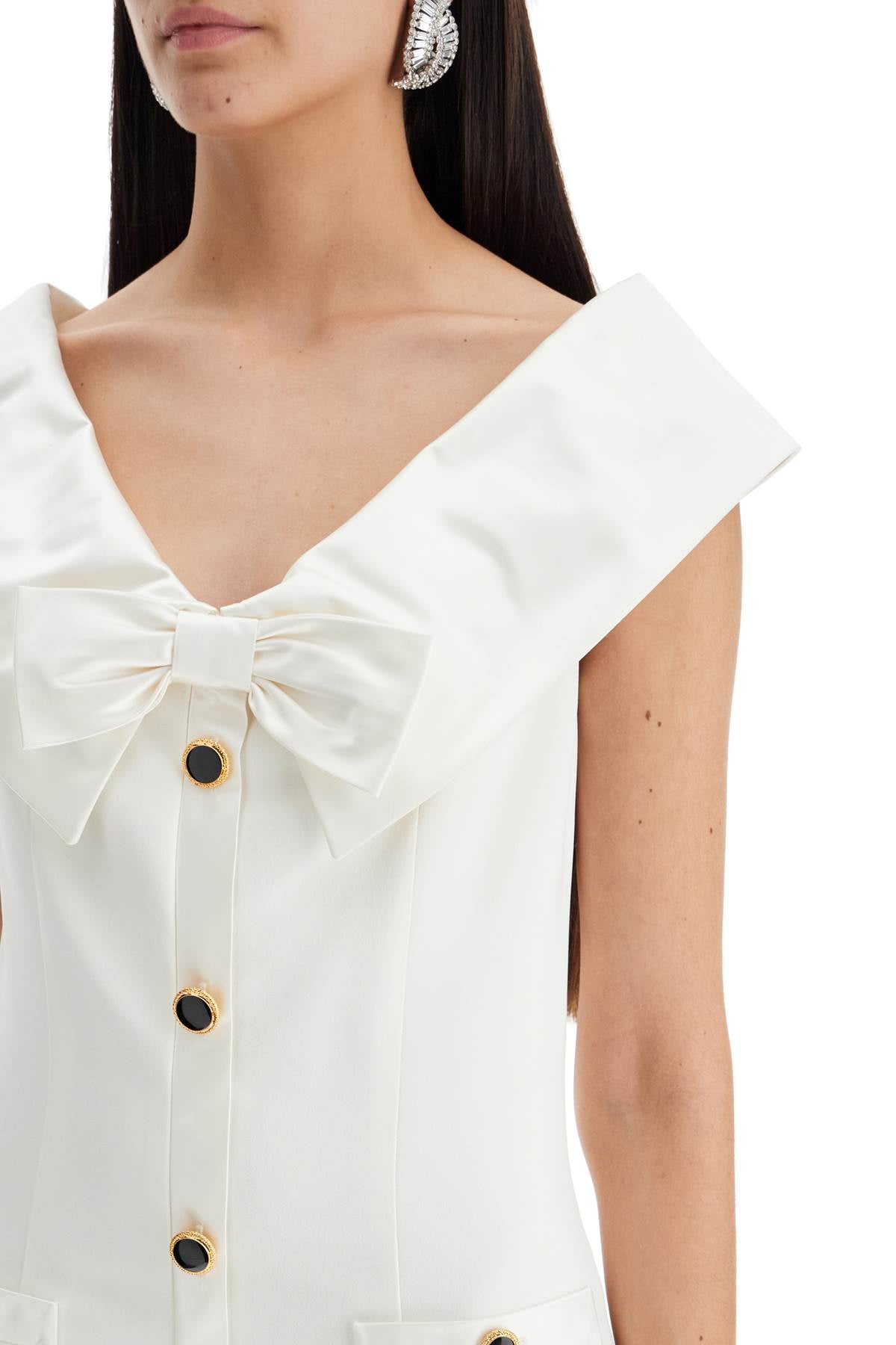 Alessandra Rich Mini Cady Dress with Maxi Collar and Bow image 3