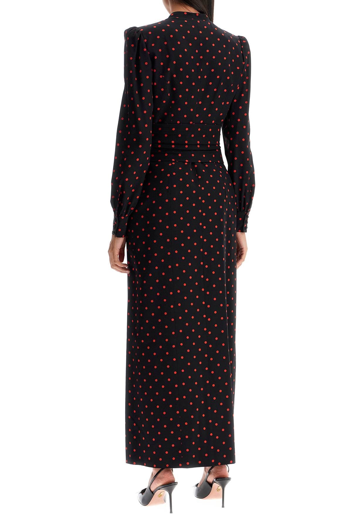 Alessandra Rich Silk Polka Dot Maxi Dress with Crystal Buttons image 2