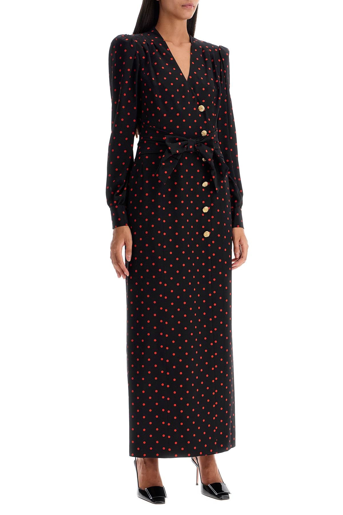 Alessandra Rich Silk Polka Dot Maxi Dress with Crystal Buttons image 1