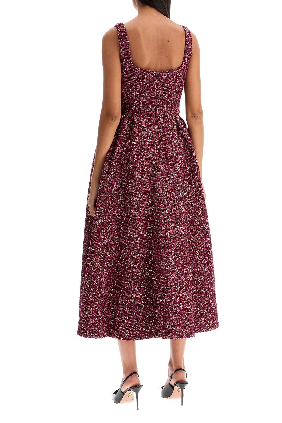 Alessandra Rich midi dress in tweed with sequ image 2