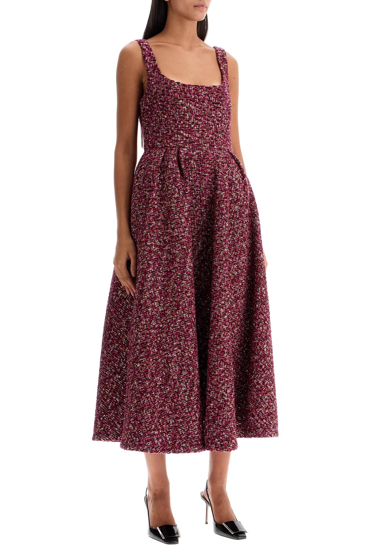 Alessandra Rich midi dress in tweed with sequ image 1