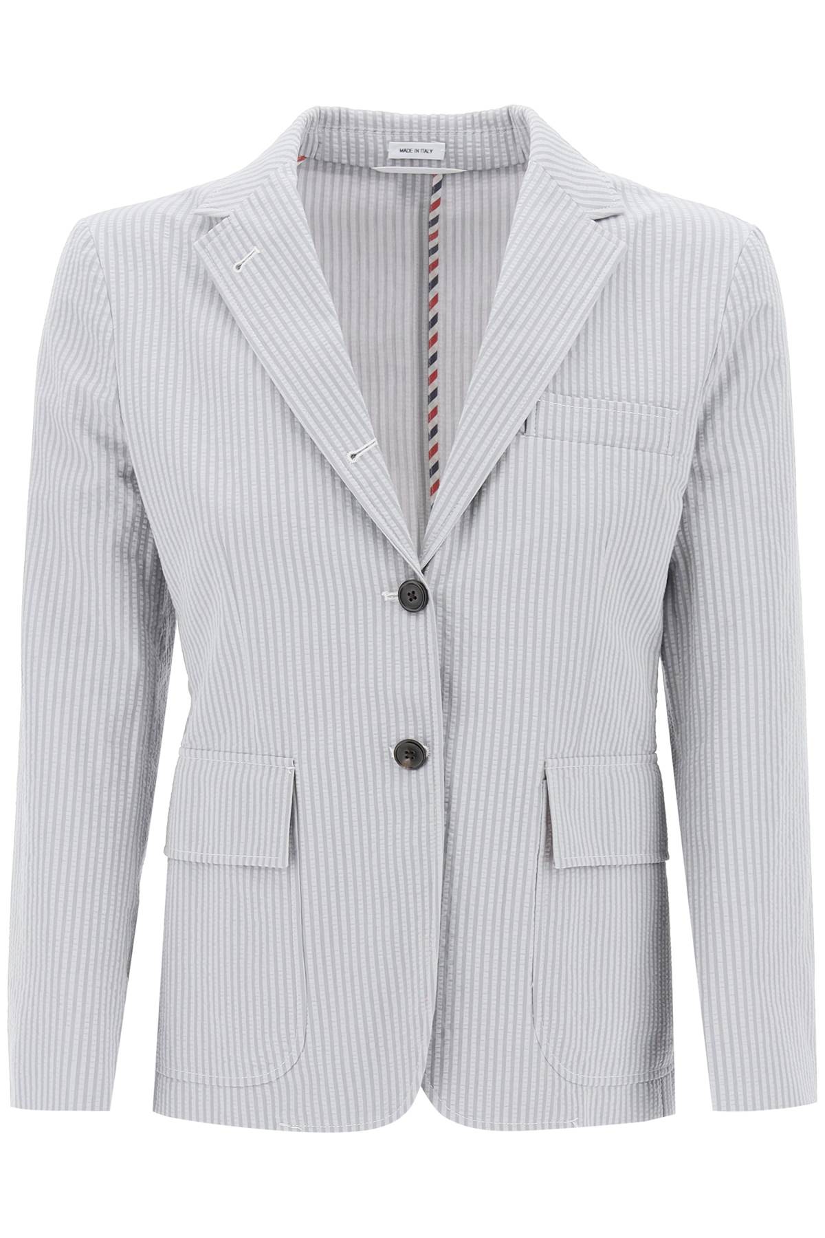 Thom Browne Striped Seersucker Single-Breasted Jacket image 0