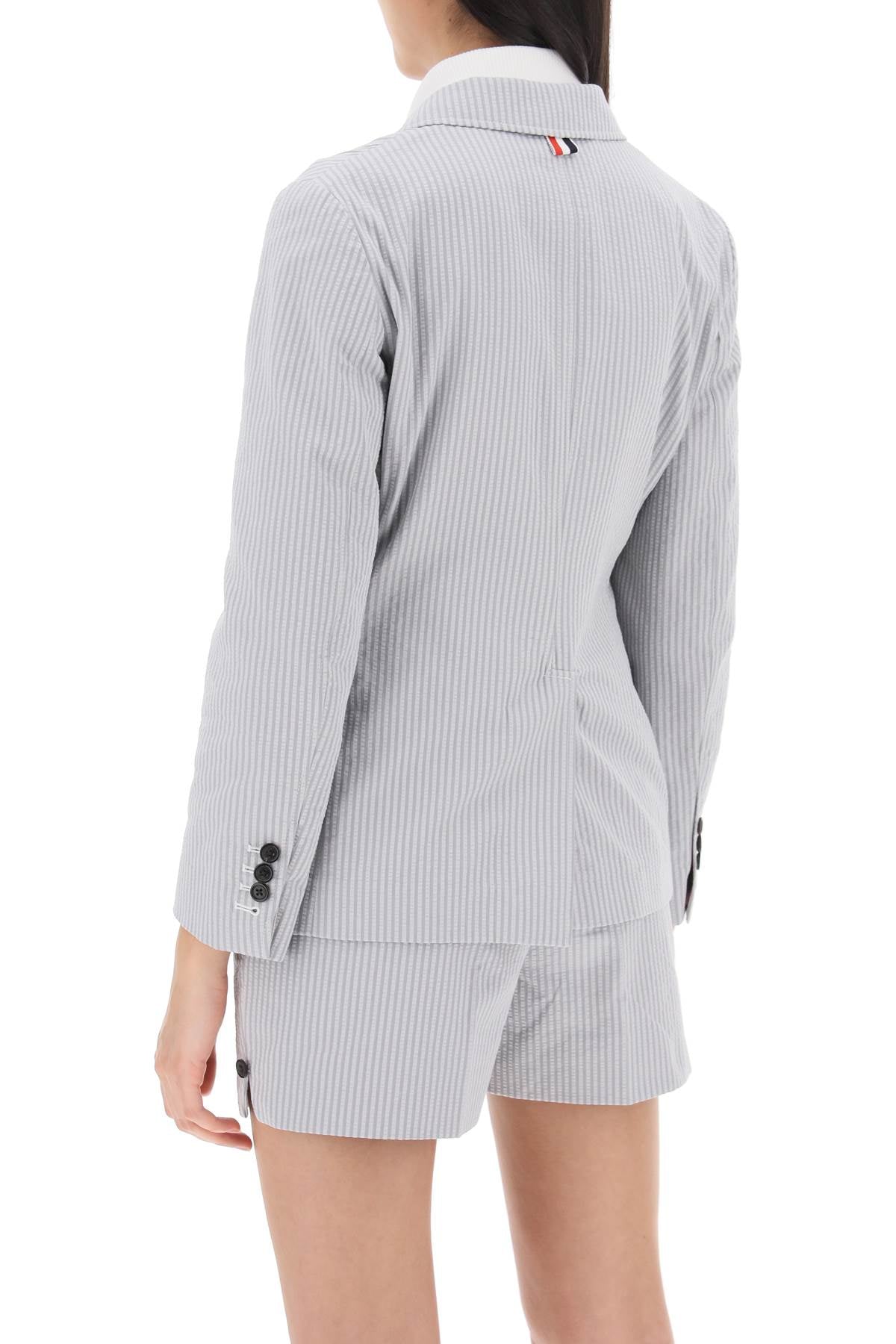 Thom Browne Striped Seersucker Single-Breasted Jacket image 2