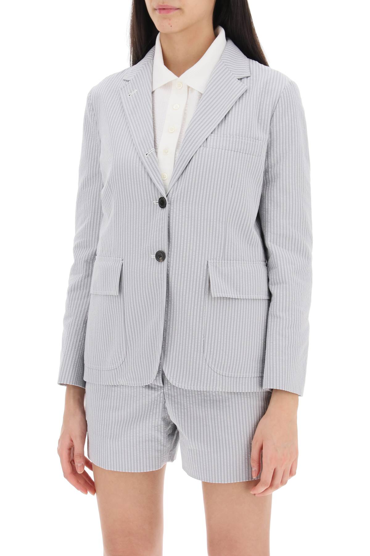 Thom Browne Striped Seersucker Single-Breasted Jacket image 3