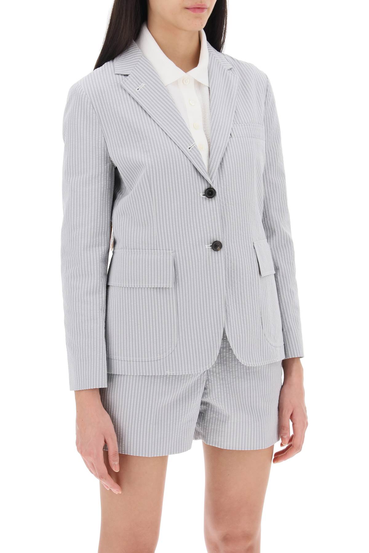 Thom Browne Striped Seersucker Single-Breasted Jacket image 1