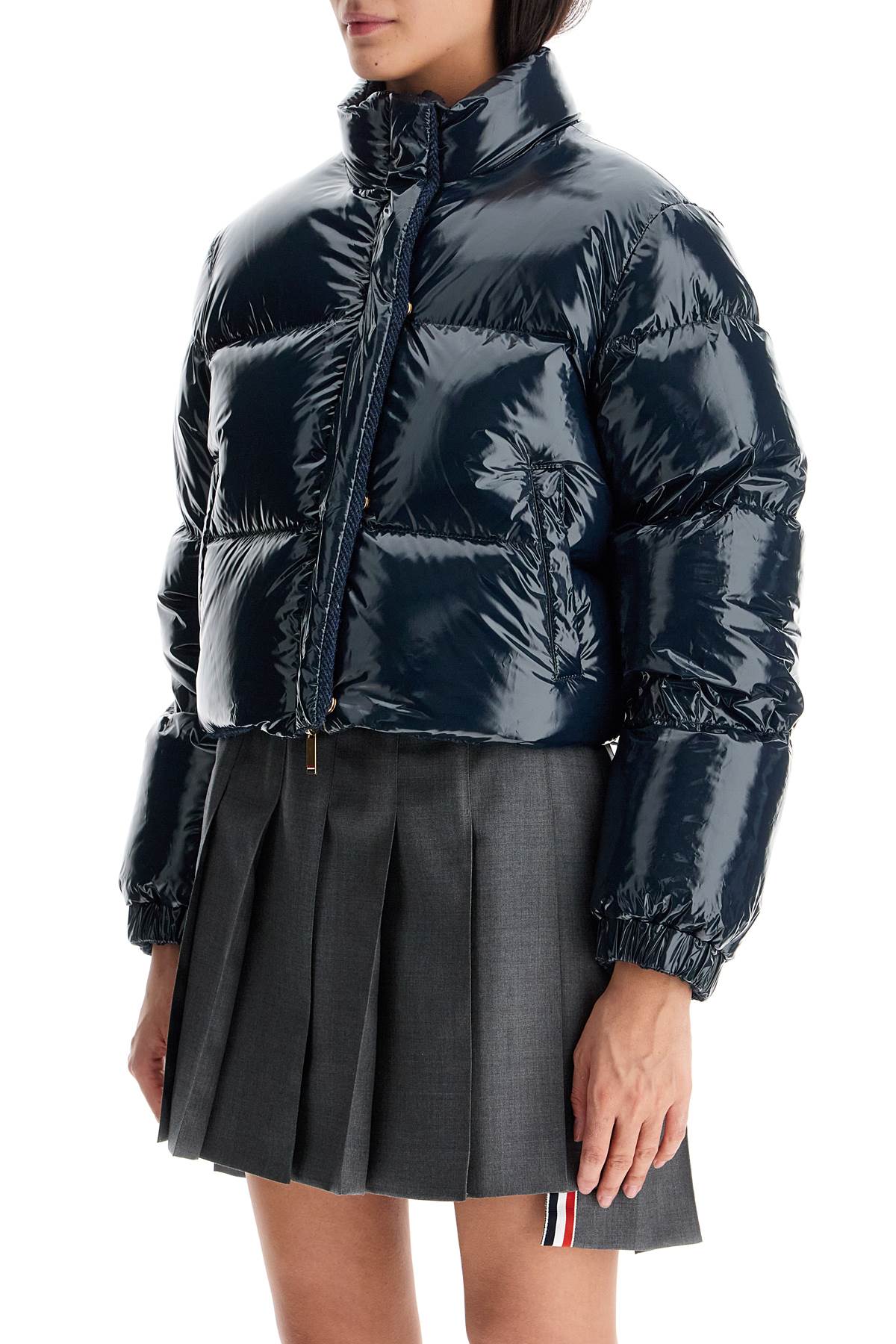 Thom Browne Reversible Down Jacket: Herringbone Tweed & Lacquered Nylon image 3