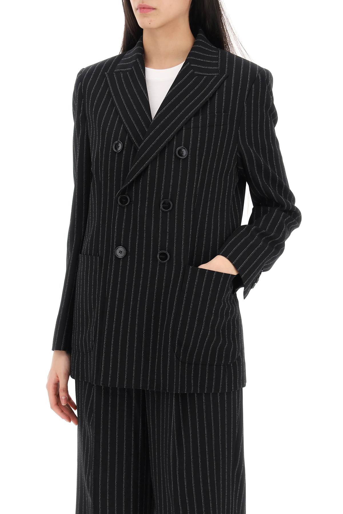 Ami Alexandre Mattiussi Double-Breasted Pinstripe Wool Blazer image 3