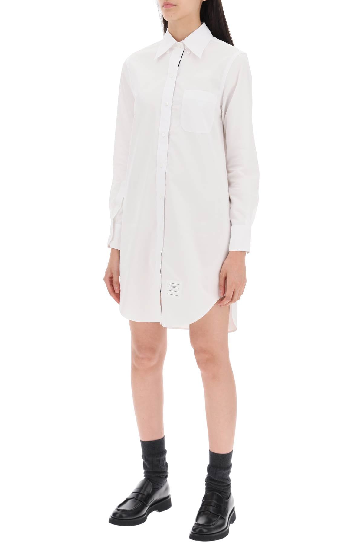 Thom Browne White Cotton Poplin Short Button-Down Shirt Dress image 3