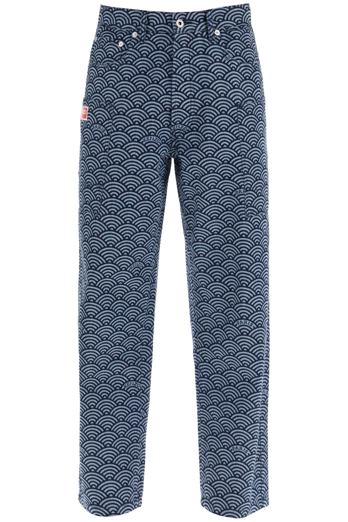 Kenzo monkey workwear jeans with seigaiha print image 0