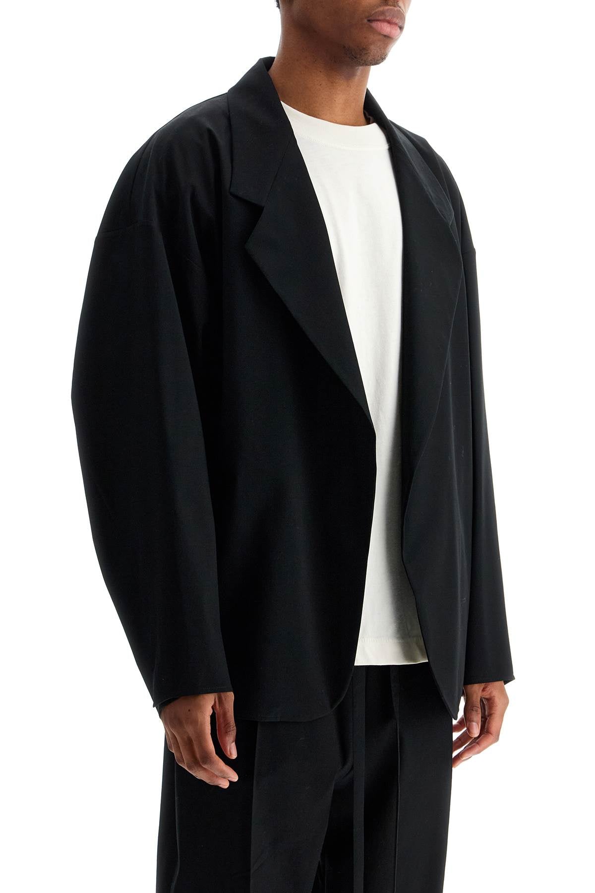 Fear Of God blazer in misto cotone e lana nero oversize con zip image 1