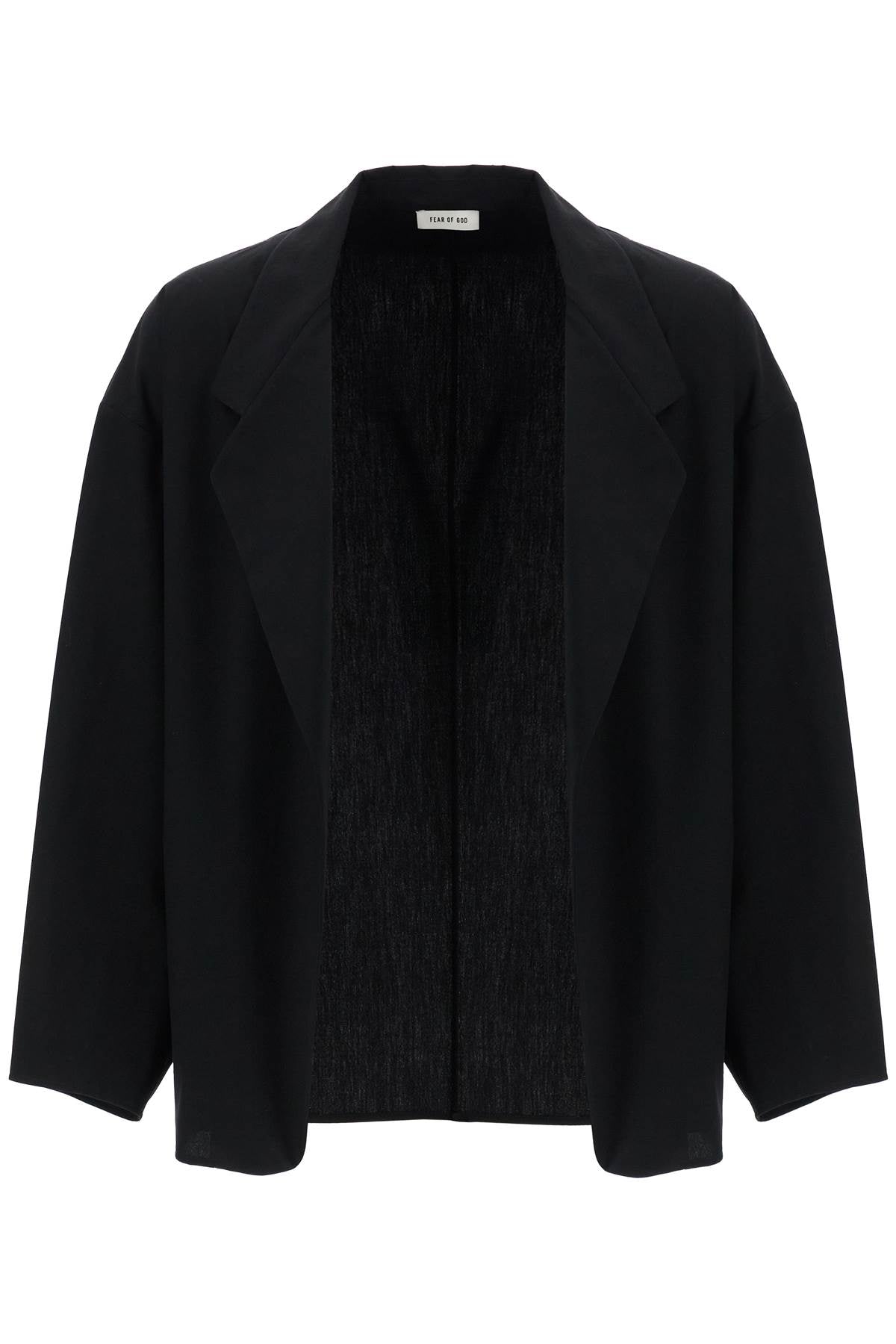 Fear Of God blazer in misto cotone e lana nero oversize con zip image 0