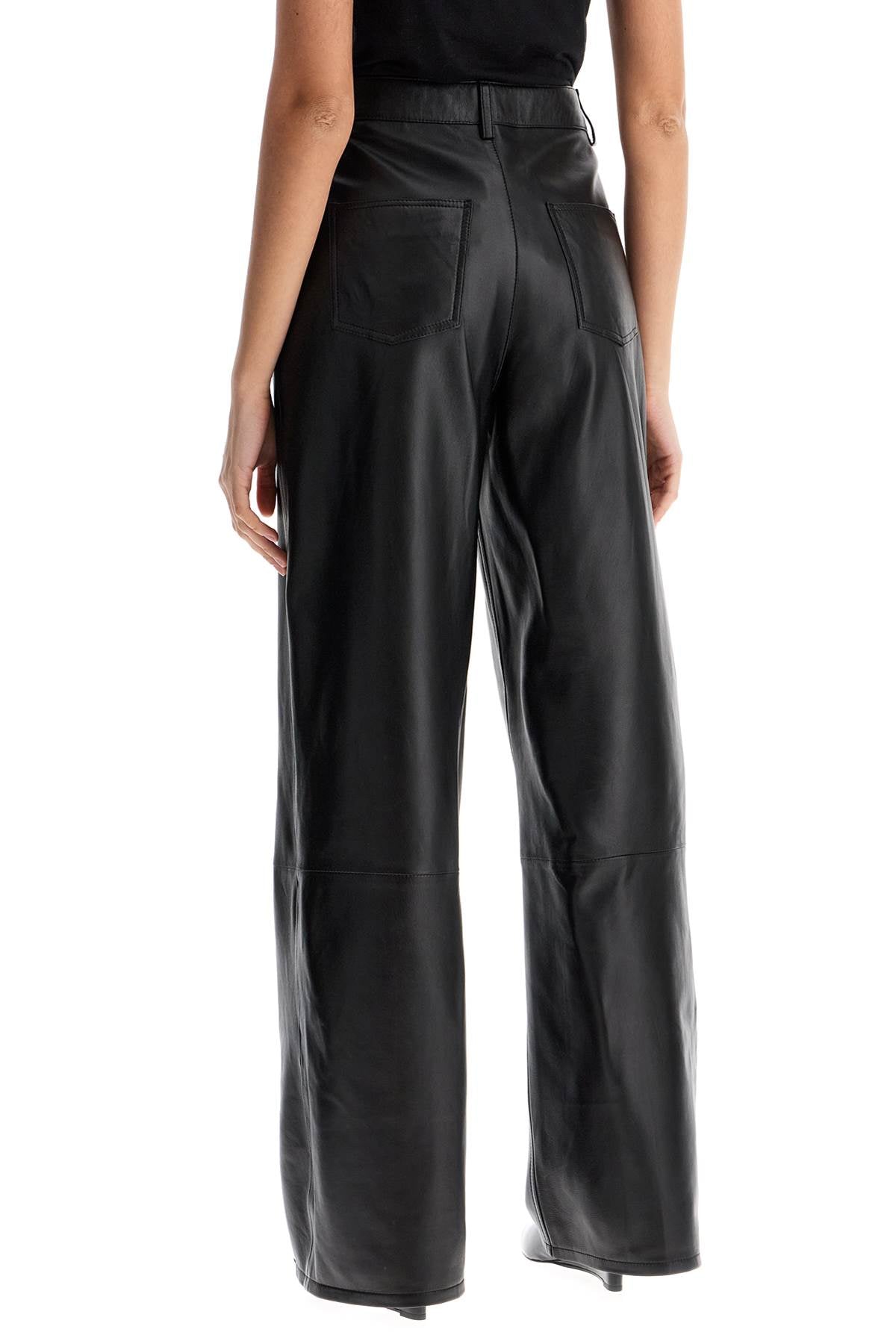 Loulou Studio high-waisted wide-leg black leather pants image 2