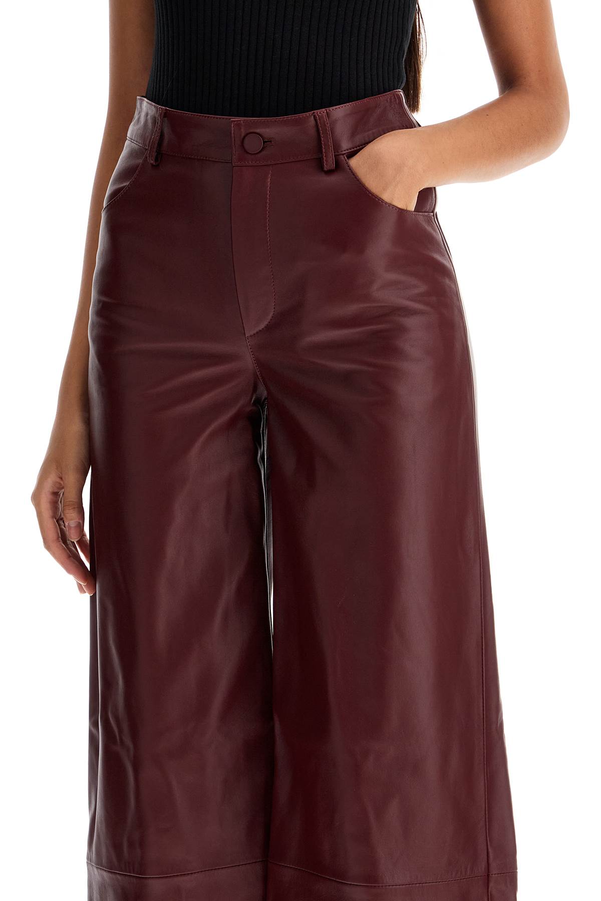 LouLou Studio Nappa Leather Figari Pants: Wide Leg, High Waist image 3