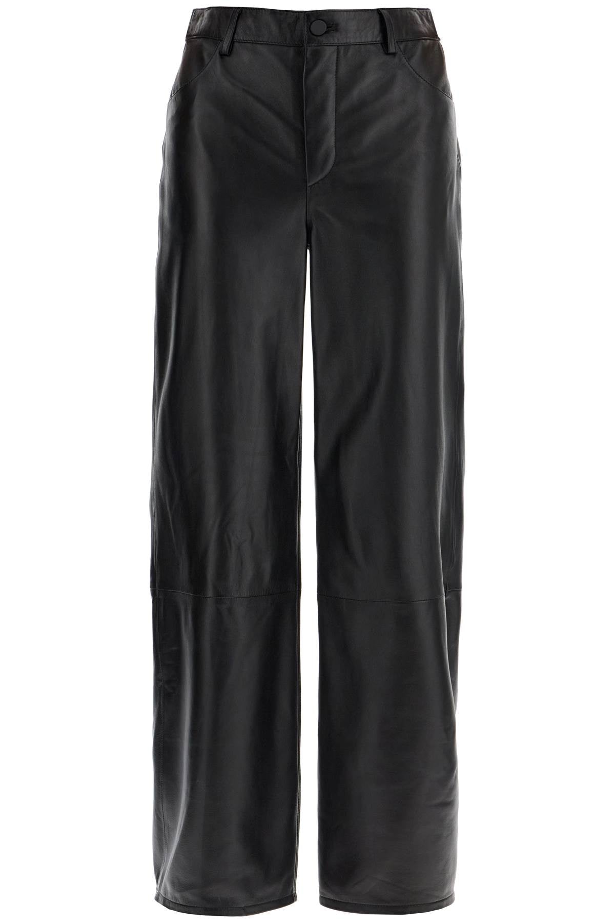 Loulou Studio high-waisted wide-leg black leather pants image 0