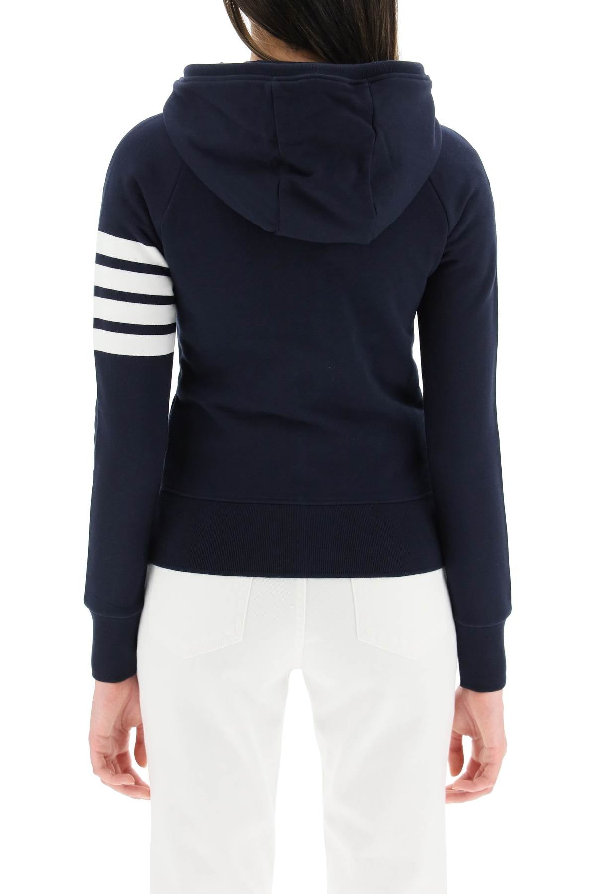 Thom Browne Zip-Up Cotton Hoodie with 4-Bar Detail image 2